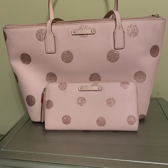 kate spade Handbags - Kate Spade Pink Sparkle Dot tote with dustbag